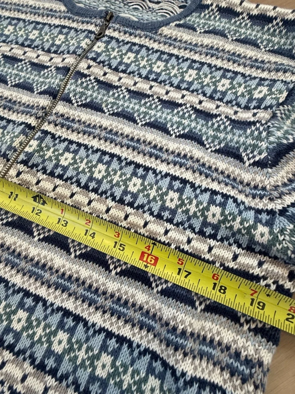 Vintage Rosanna Nordic Fair Isle Zip-Front Cardigan Sweater Size Large - Picture 3 of 5